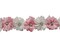 2" x 10 Yards Pink and White 3D Satin Flower Trim with Diamond Center